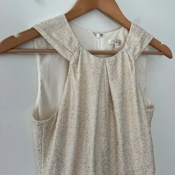 Shoshana Gold Metallic Sleeveless Mini Cocktail Dress, Size 2 - Picture 4 of 8